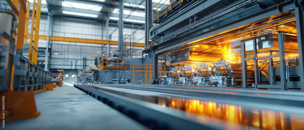 A bustling steel mill with glowing hot metal, vibrant with heat and activity, representing the heart of industrial metalwork. A bustling steel mill with glowing hot metal, vibrant with heat and activity, representing the heart of industrial metalwork.