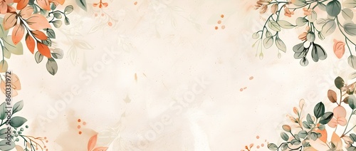 Elegant Botanical Border Design with Blank Space for Thanksgiving Dinner Invitations or Mockups