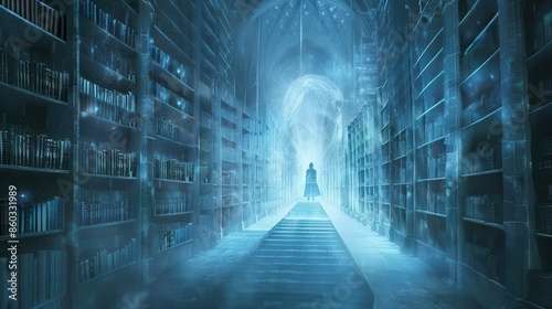 mystical akashic records library holds key to consciousness and spiritual healing conceptual illustration photo