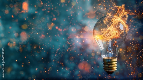 exploding light bulb Creative brainstorming sessions in business, with lightbulb moments and innovative ideas taking form in the style of stock photo image created by ai