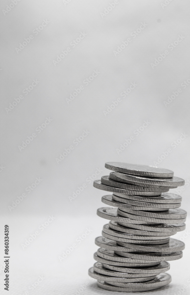 Fototapeta premium Stack of coins, coins set in groups , graphics for illustrations