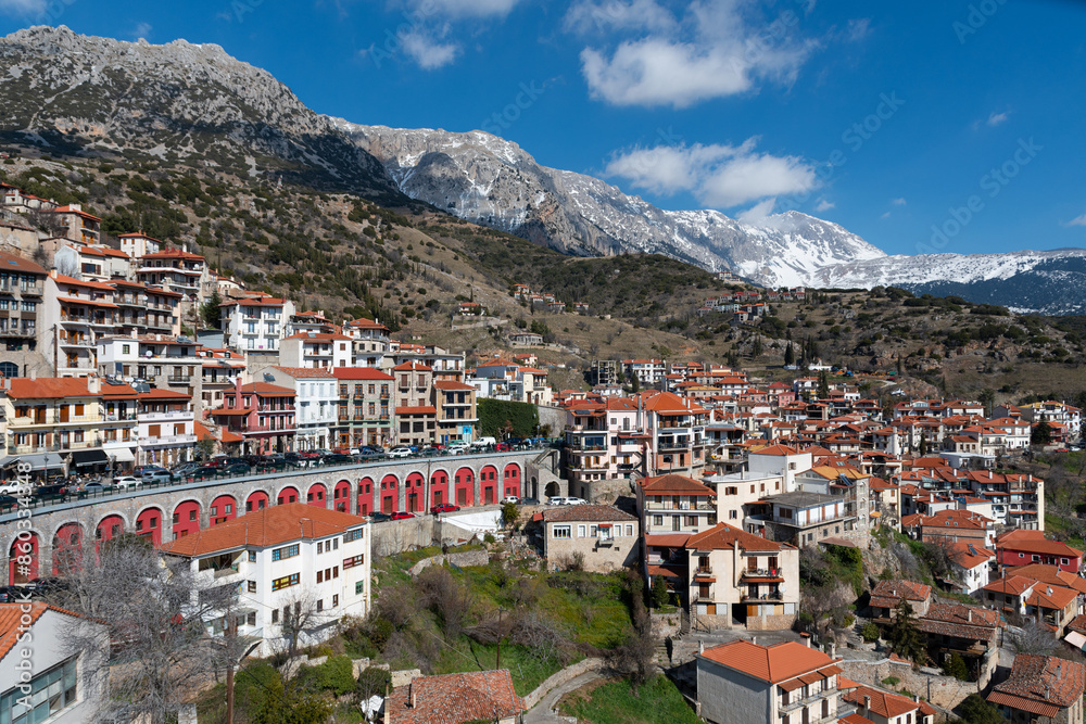 Arachova village under Parnassos mountain, Greece