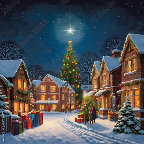 christmas winter night in the city