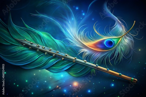 flute and a peacock feather.