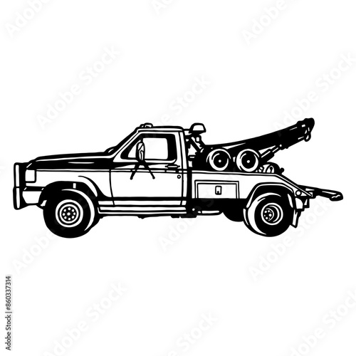 Tow Truck - Towing Service - Heavy Machinery, Construction Machinery Stencil Cut File