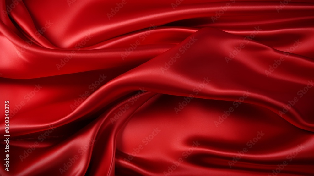 High-quality close-up of flowing glossy red satin with elegant folds and shine, perfect for design use High-quality close-up of flowing glossy red satin with elegant folds and shine, perfect for design use