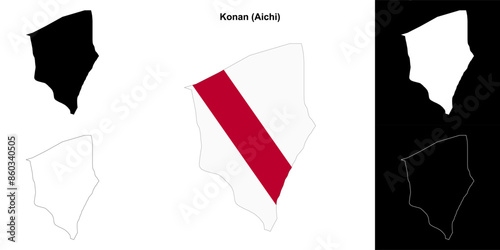 Konan (Aichi) outline map set photo