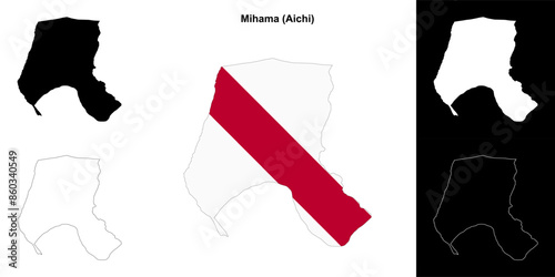 Mihama (Aichi) outline map set photo