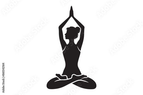 Yoga silhouette vector art illustration.