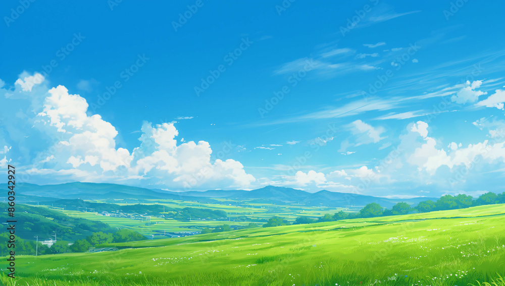 cozy lofi nature landscape rural anime background