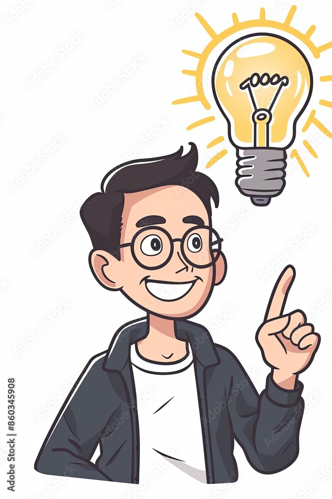 Illustration of Person with Lightbulb Idea Background Illustration of Person with Lightbulb Idea Background