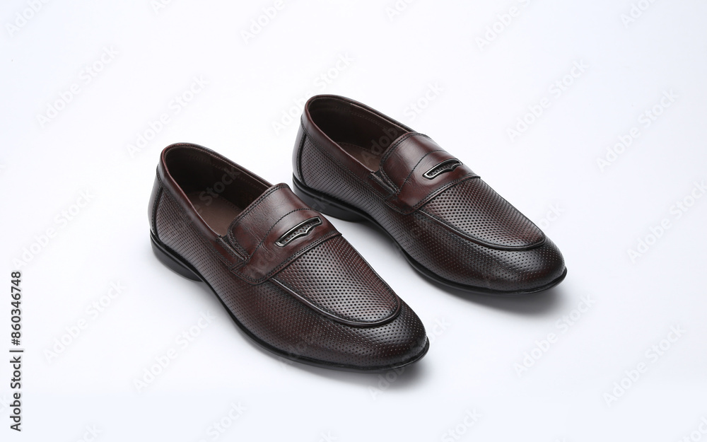 brown loafers moccasins creative theme lifestyle shot on white background brown loafers moccasins creative theme lifestyle shot on white background