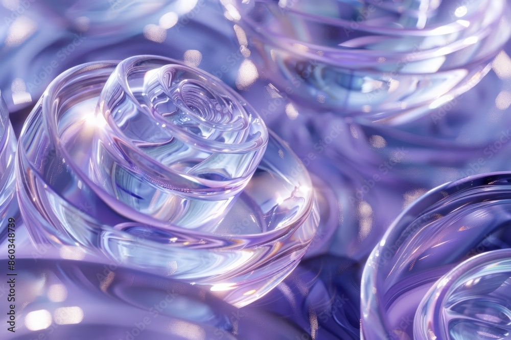 Abstract glass fractals floating and reflecting light, symbolizing the complex and repeating patterns of creative thoughts. Abstract glass fractals floating and reflecting light, symbolizing the complex and repeating patterns of creative thoughts.