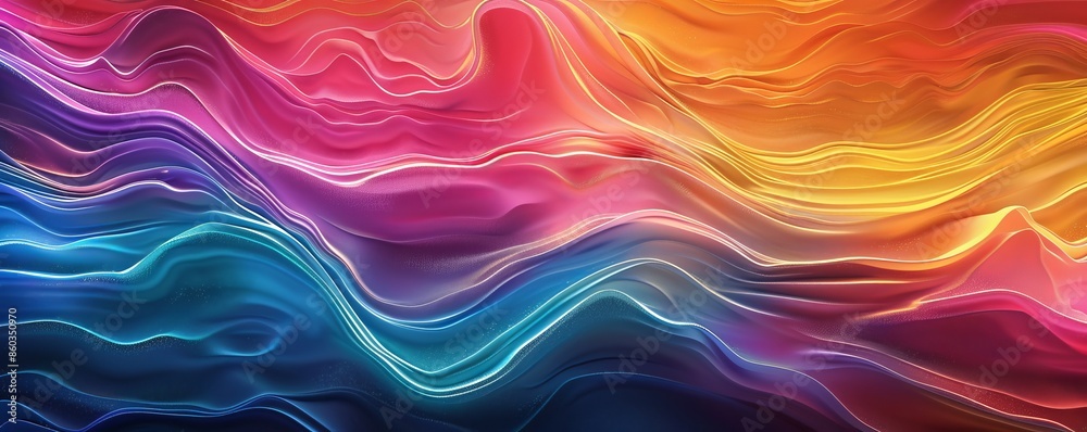 Fototapeta premium Abstract art of mesmerizing rainbow waves in an array of vibrant colors.