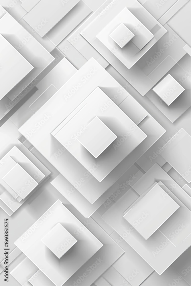 Abstract white geometric 3D pattern with layered squares Abstract white geometric 3D pattern with layered squares