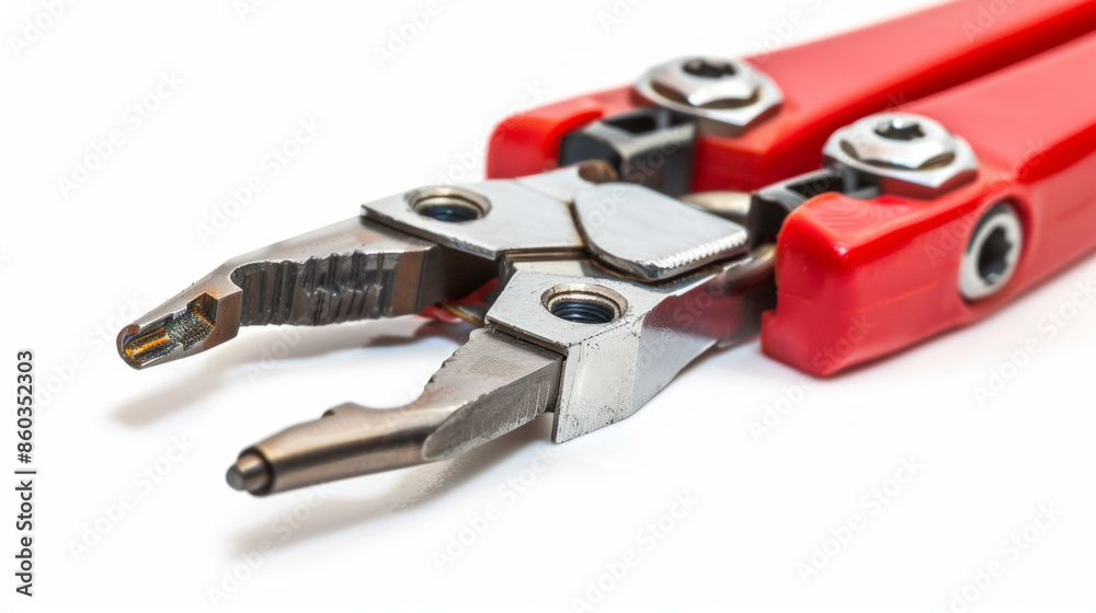 Aviation Crimp Tool: Crimps terminals and contacts onto wires for secure connections isolated on white background Aviation Crimp Tool: Crimps terminals and contacts onto wires for secure connections isolated on white background