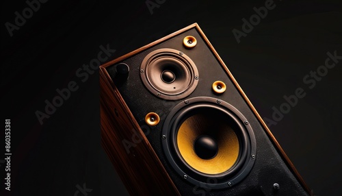 A pair of speakers on a black background.