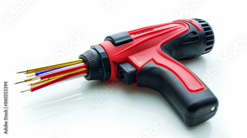 Heat Gun: Applies heat to shrink tubing and solder heat-shrink connectors isolated on white background