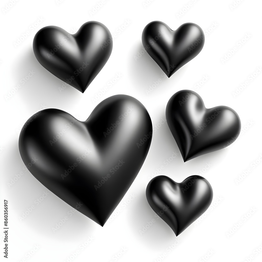Fototapeta premium 3D black hearts