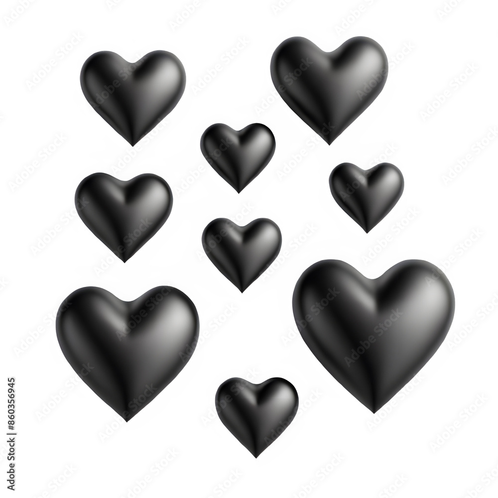 3D black hearts 3D black hearts