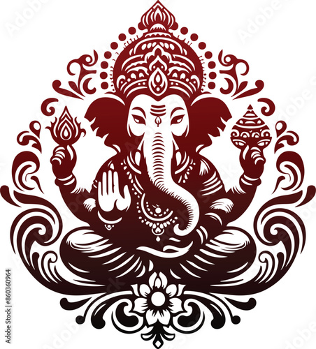 Ganesh silhouette vector style design black color . white color background