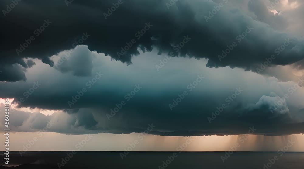 Gray Storm Clouds: Dramatic Evening Sky over the Coast Gray Storm Clouds: Dramatic Evening Sky over the Coast