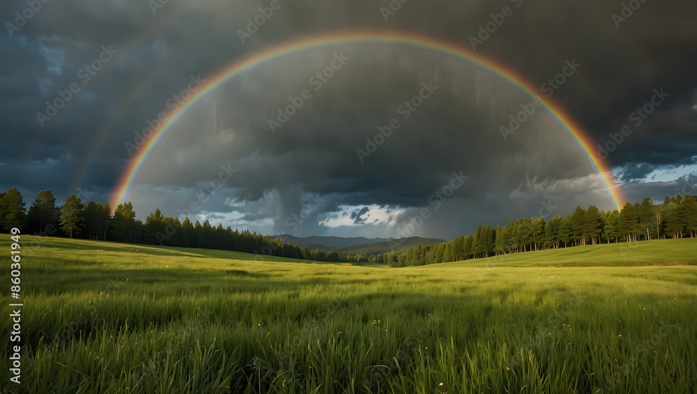 A rainbow arching over a tranquil, emerald-green meadow ai_generated A rainbow arching over a tranquil, emerald-green meadow ai_generated