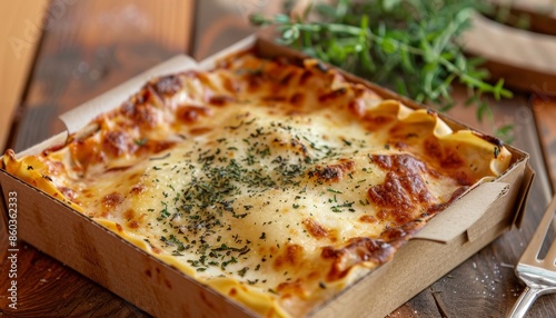 Delicious Homemade Lasagna in a Box Generative AI
