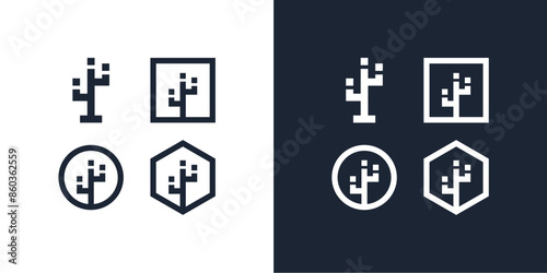 Amazing Vector data cactus logo, can be used in various media easily, set, editable, Exclusive