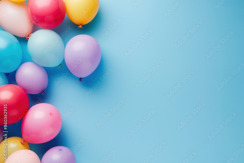 Colorful balloons on blue background with copy space for text, banner design. Colorful balloons on blue background with copy space for text, banner design.