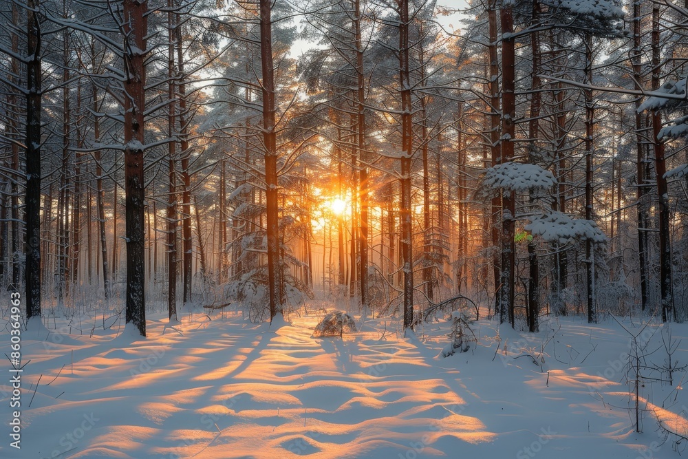 Beautiful Early Morning Sunrise Transforming a Snowy Forest into a Glittering Winter Wonderland
Beautiful Early Morning Sunrise Transforming a Snowy Forest into a Glittering Winter Wonderland