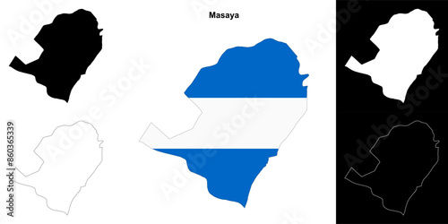 Masaya department outline map set photo