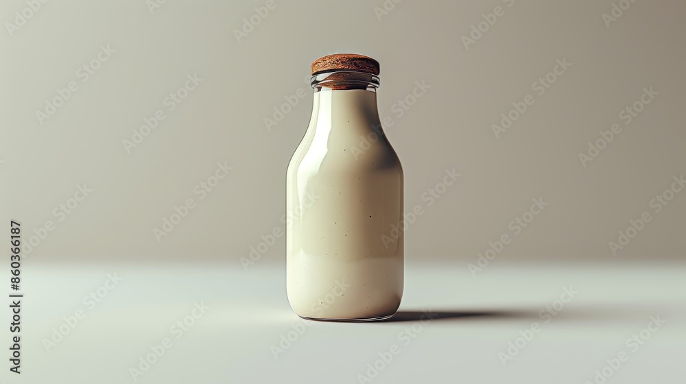 Bottle with yogurt or milk without labels on white background Bottle with yogurt or milk without labels on white background