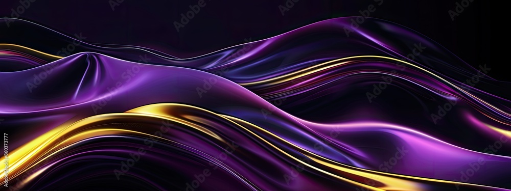 Fototapeta premium Black and purple modern abstract background with yellow glowing movement and high-speed light effect