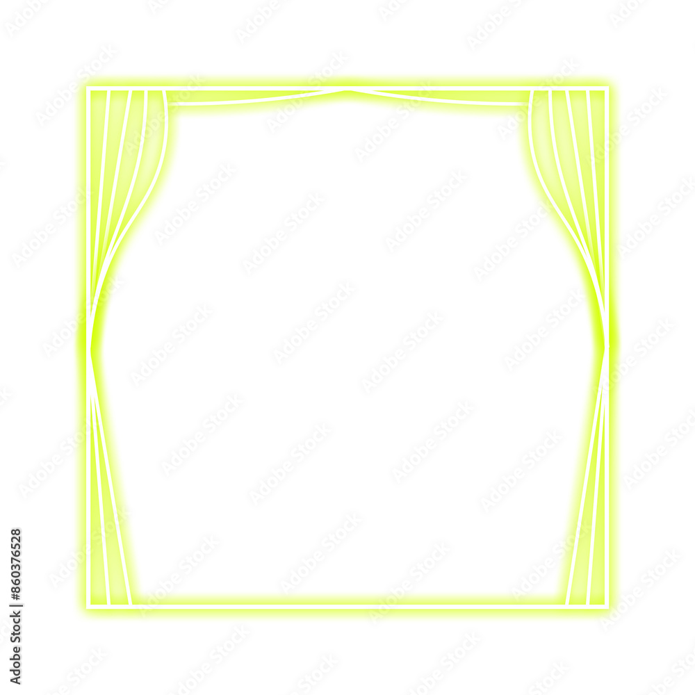 green frame square and curtain neon light