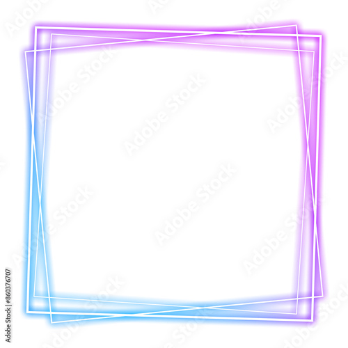purple blue frame square and stacked neon light