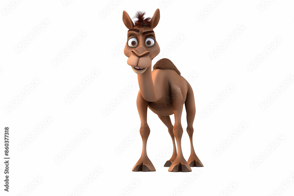Funny cartoon camel isolated on white background. Character for kids book Funny cartoon camel isolated on white background. Character for kids book