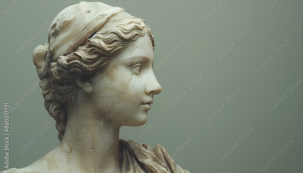 Statue of goddess Aphrodite on neutral background. Ancient Greek marble ...