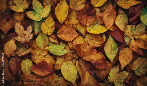 Assorted autumn leaves in hues of yellow, orange, and red