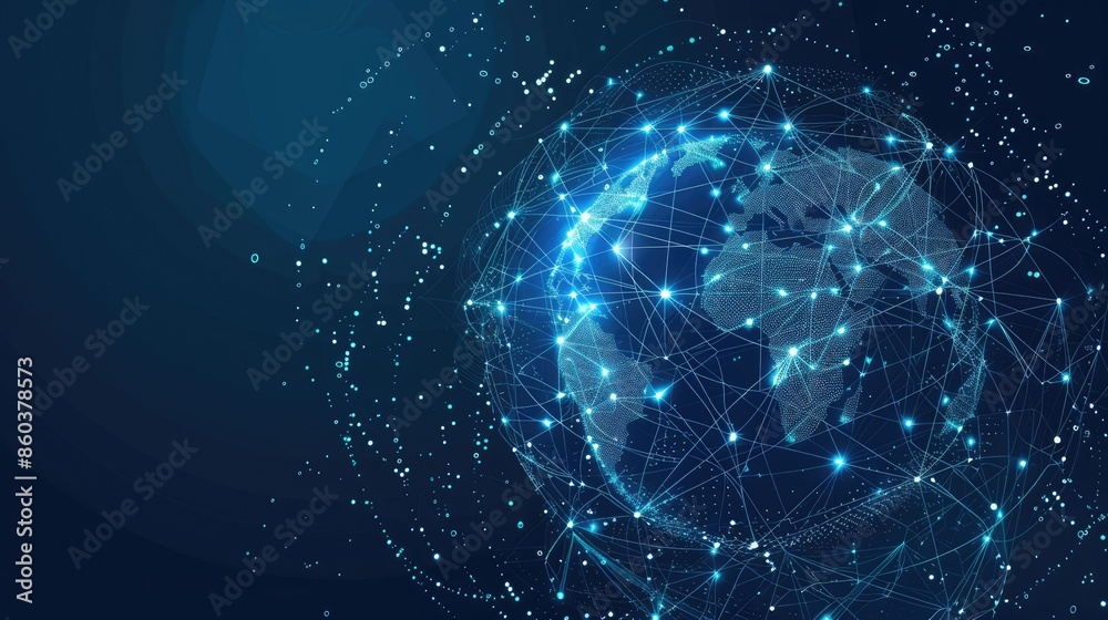 Global network connection. World and map point and line composition concept of global business