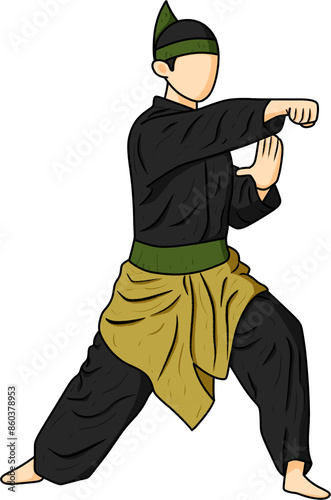 Pencak Silat Indonesian Martial Art Illustration photo