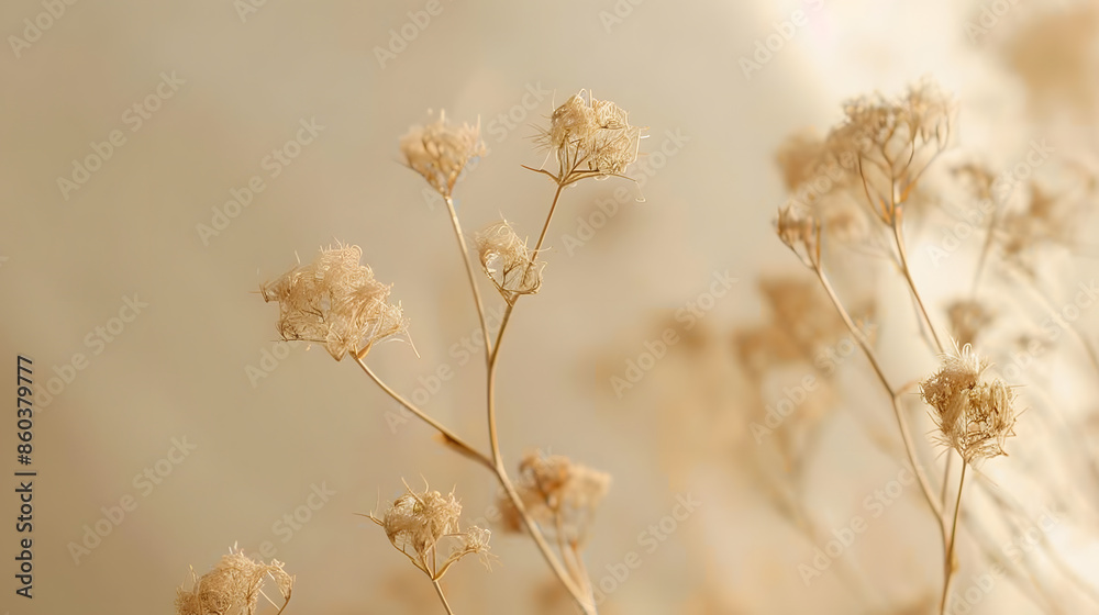 Sensual delicate beige background delicate dry flower in winter in February in Chicago : Generative AI Sensual delicate beige background delicate dry flower in winter in February in Chicago : Generative AI