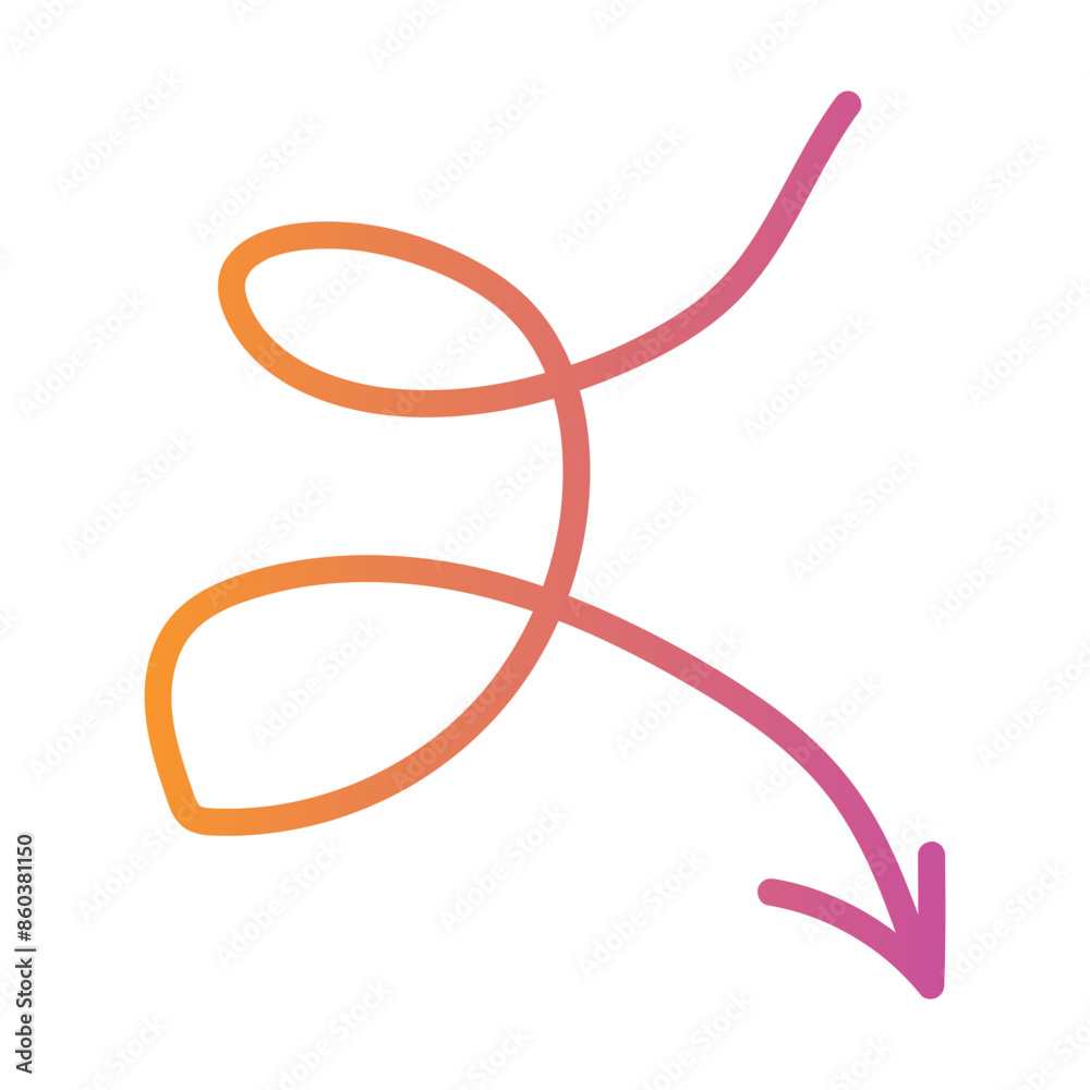 Colourful Abstract Free Flowing Doodle Arrow
