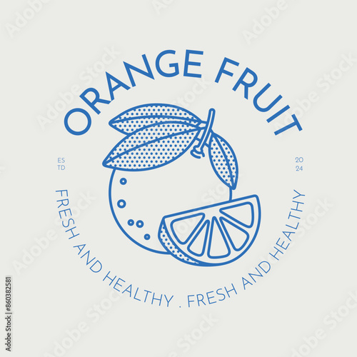Hand-drawn vector orange illustration. Line art, retro. Plants and herbs for cosmetics. Logo template.