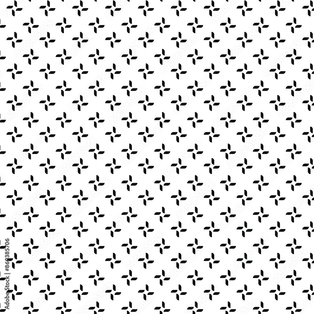 Fototapeta premium Geometric floral set of seamless patterns. Black and white vector backgrounds. 