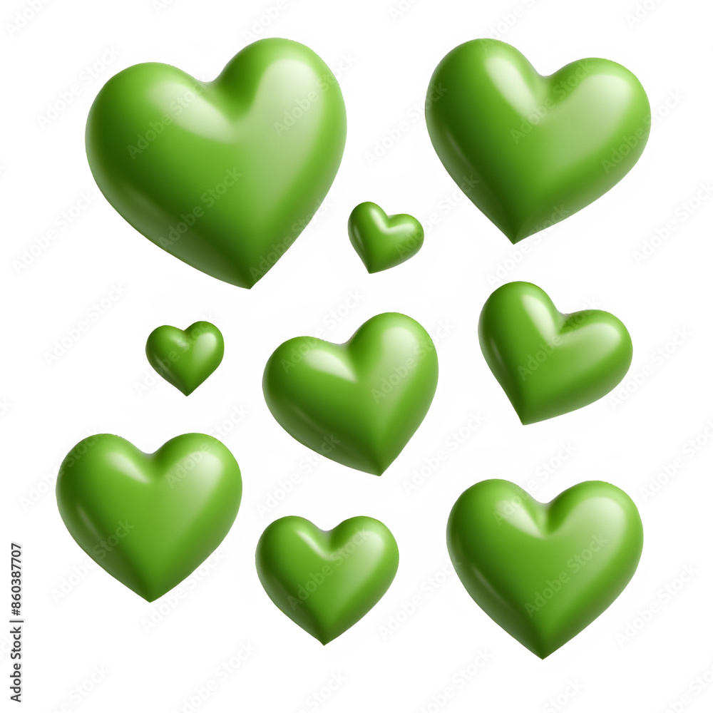 Fototapeta premium 3D green hearts