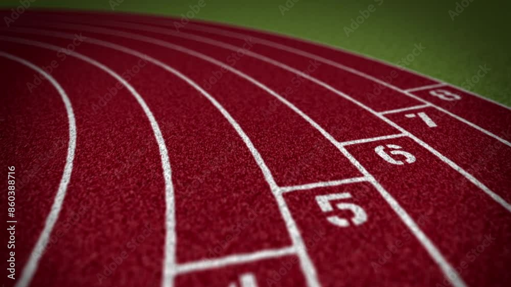 Animation of 200 meter running race in real time. Duration of race and number of strides are equivalent to a world-class performance. Race track is to correct scale.