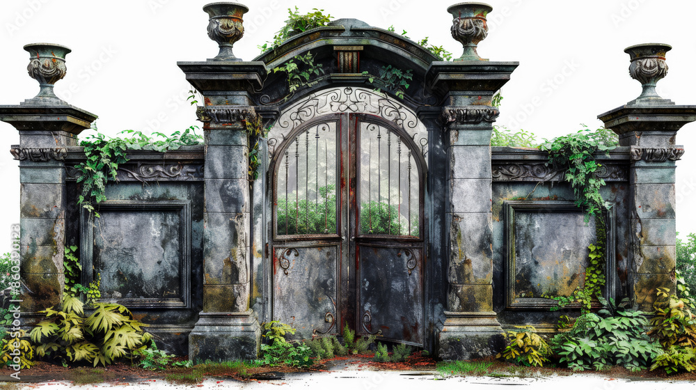 Fototapeta premium old gate in the part generated by AI