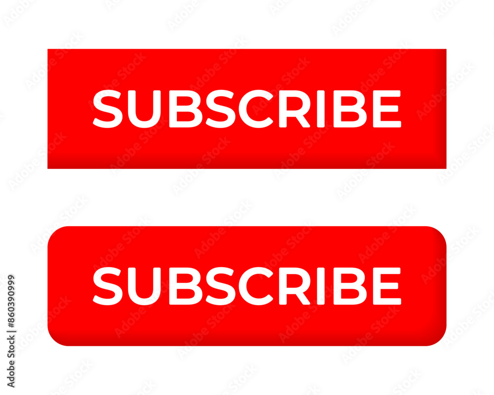 Red subscribe button icon with shadow. Video channel subscription concept Red subscribe button icon with shadow. Video channel subscription concept