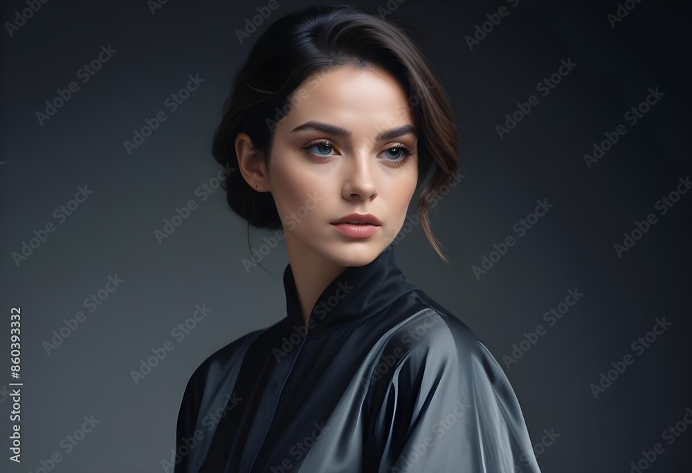Beautiful elegant woman front view photo